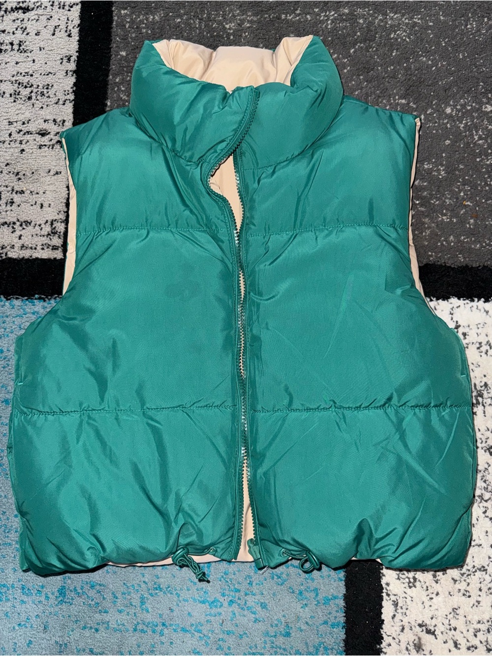Teal Puffer Vest - Reversible Look